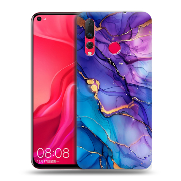Силиконовый чехол на Huawei Nova 4 с принтом синий мрамор Силиконовый чехол на Huawei Nova 4 с принтом синий мрамор