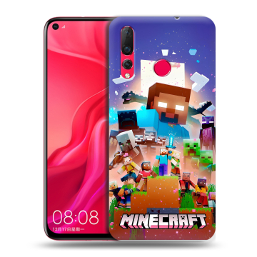 Силиконовый чехол на Huawei Nova 4 с принтом Майнкрафт Minecraft