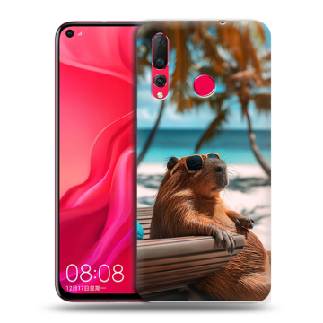 Силиконовый чехол на Huawei Nova 4 с принтом Капибара