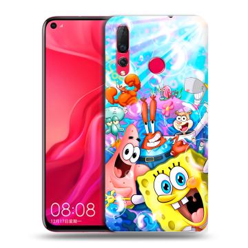 Силиконовый чехол на Huawei Nova 4 с принтом спанчбоб спанч боб