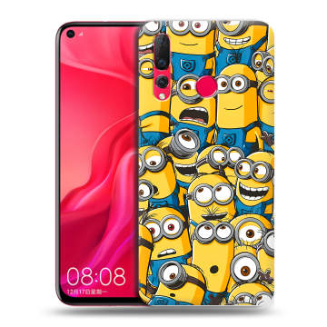 Силиконовый чехол на Huawei Nova 4 с принтом Миньоны
