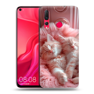 Силиконовый чехол на Huawei Nova 4 с принтом котята котики