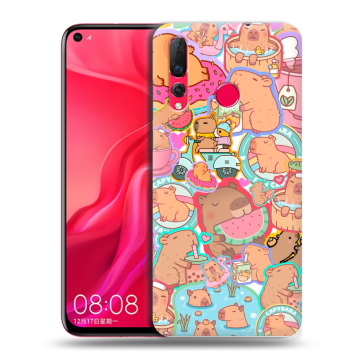 Силиконовый чехол на Huawei Nova 4 с принтом капибары