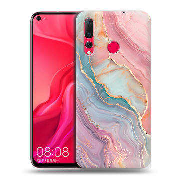 Силиконовый чехол на Huawei Nova 4 с принтом розовый мрамор