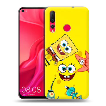 Силиконовый чехол на Huawei Nova 4 с принтом Спанч боб Спанчбоб