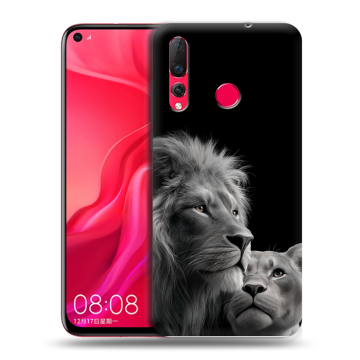 Силиконовый чехол на Huawei Nova 4 с принтом Лев кошки