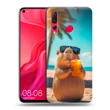 Силиконовый чехол на Huawei Nova 4 с принтом Капибара