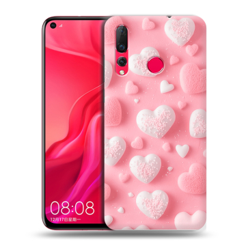 Силиконовый чехол на Huawei Nova 4 с принтом Сердечки