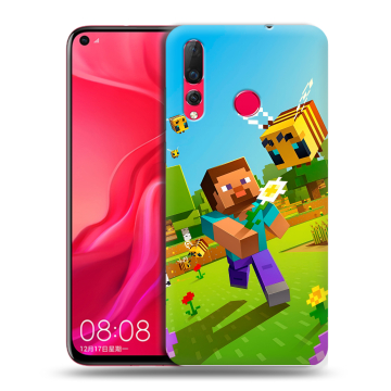 Силиконовый чехол на Huawei Nova 4 с принтом Майнкрафт Minecraft