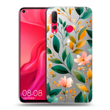 Силиконовый чехол на Huawei Nova 4 с принтом Цветы паттерн