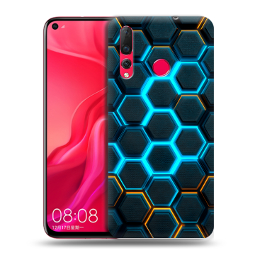 Силиконовый чехол на Huawei Nova 4 с принтом Неоновые соты