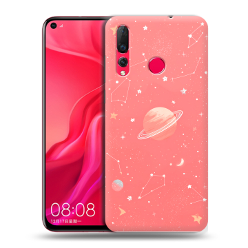 Силиконовый чехол на Huawei Nova 4 с принтом Розовый космос