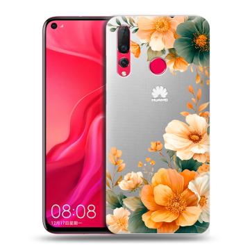 Силиконовый чехол на Huawei Nova 4 с принтом Цветы принт