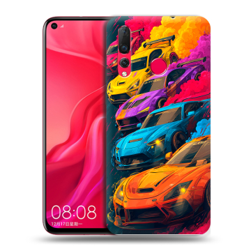 Силиконовый чехол на Huawei Nova 4 с принтом Тачки