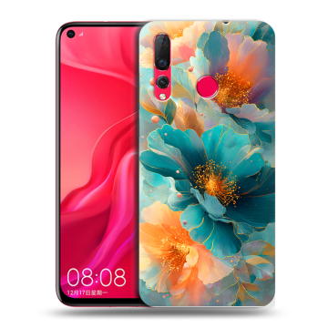 Силиконовый чехол на Huawei Nova 4 с принтом Цветы