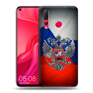 Силиконовый чехол на Huawei Nova 4 с принтом Флаг России