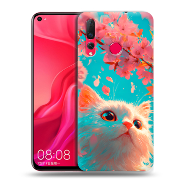 Силиконовый чехол на Huawei Nova 4 с принтом Красивый кот