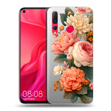 Силиконовый чехол на Huawei Nova 4 с принтом цветы