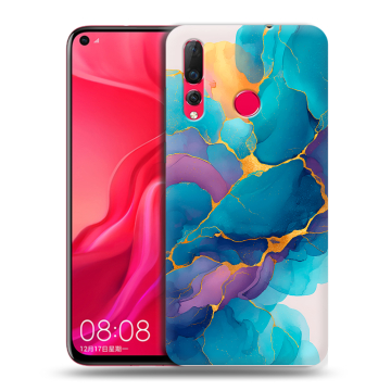Силиконовый чехол на Huawei Nova 4 с принтом Мрамор блестки