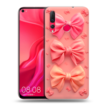 Силиконовый чехол на Huawei Nova 4 с принтом Розовые бантики Силиконовый чехол на Huawei Nova 4 с принтом Розовые бантики