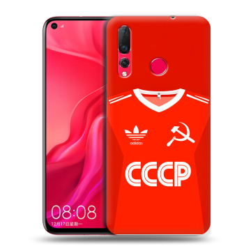 Силиконовый чехол на Huawei Nova 4 с принтом Флаг Герб СССР
