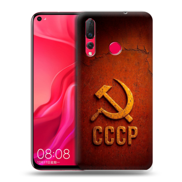 Силиконовый чехол на Huawei Nova 4 с принтом Флаг Герб СССР Силиконовый чехол на Huawei Nova 4 с принтом Флаг Герб СССР