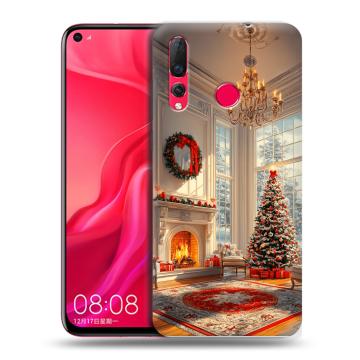 Силиконовый чехол на Huawei Nova 4 с принтом Новый год