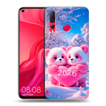 Силиконовый чехол на Huawei Nova 4 с принтом Новый год