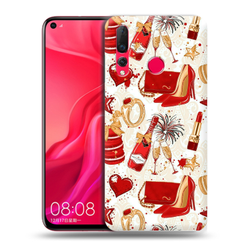 Силиконовый чехол на Huawei Nova 4 с принтом Новый год