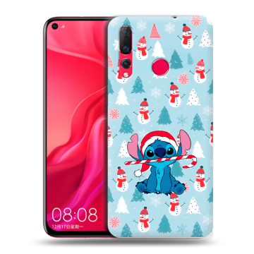 Силиконовый чехол на Huawei Nova 4 с принтом Стич Новый год