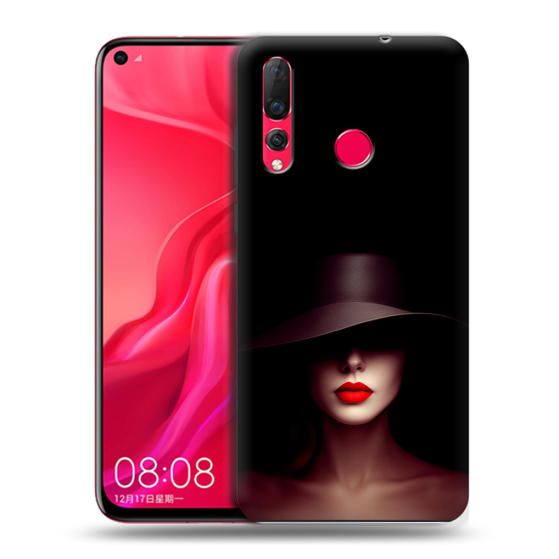 Пластиковый чехол на Huawei Nova 4 с принтом Девушка в шляпе Пластиковый чехол на Huawei Nova 4 с принтом Девушка в шляпе