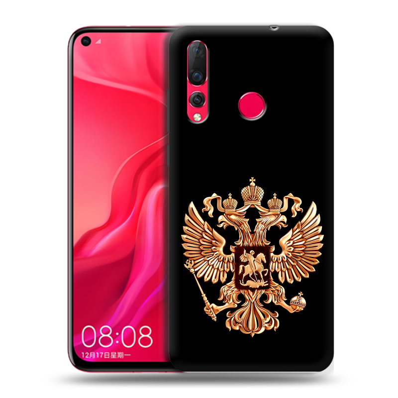 Пластиковый чехол на Huawei Nova 4 с принтом Герб России золотой Пластиковый чехол на Huawei Nova 4 с принтом Герб России золотой