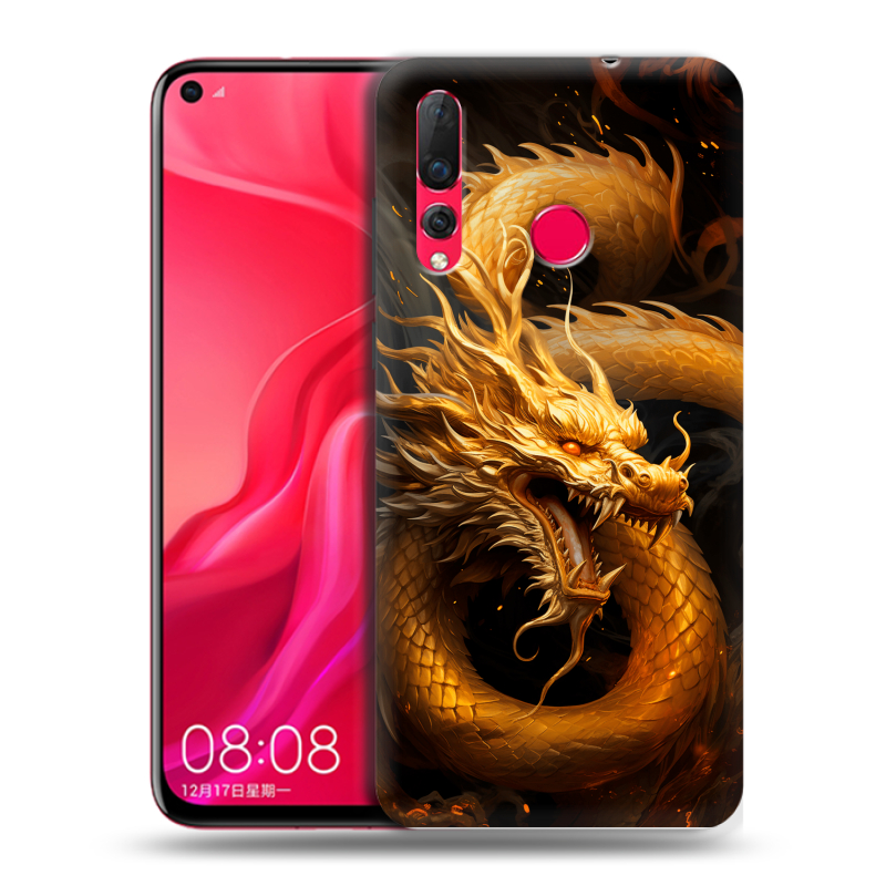 Пластиковый чехол на Huawei Nova 4 с принтом Золотой дракон Пластиковый чехол на Huawei Nova 4 с принтом Золотой дракон