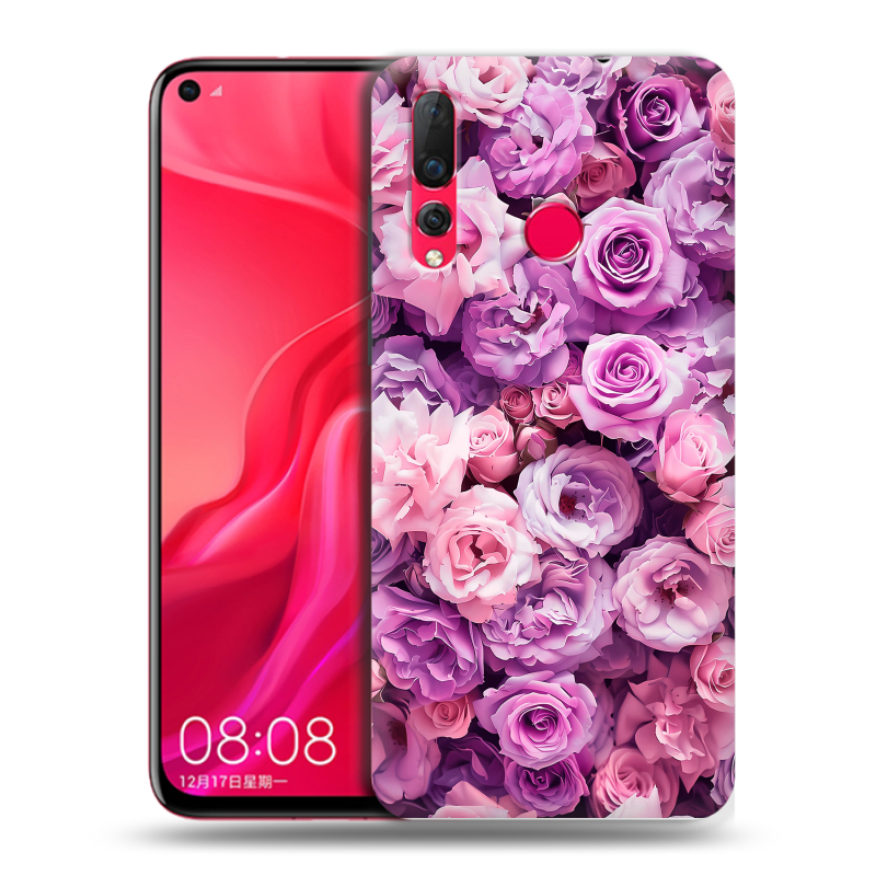 Силиконовый чехол на Huawei Nova 4 с принтом лавандовые розы Силиконовый чехол на Huawei Nova 4 с принтом лавандовые розы