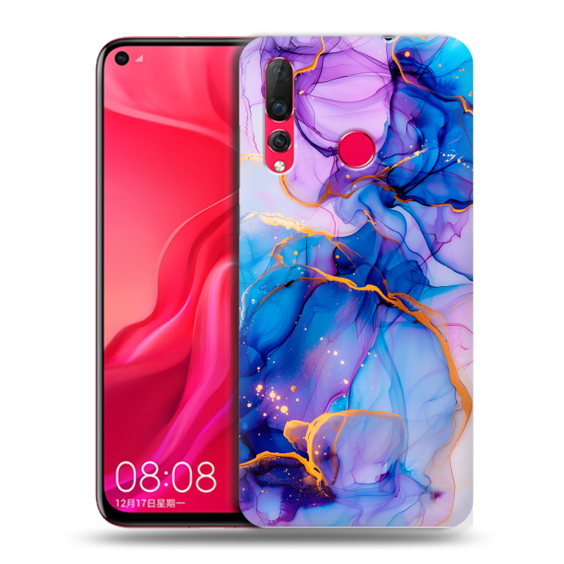 Пластиковый чехол на Huawei Nova 4 с принтом синий мрамор Пластиковый чехол на Huawei Nova 4 с принтом синий мрамор