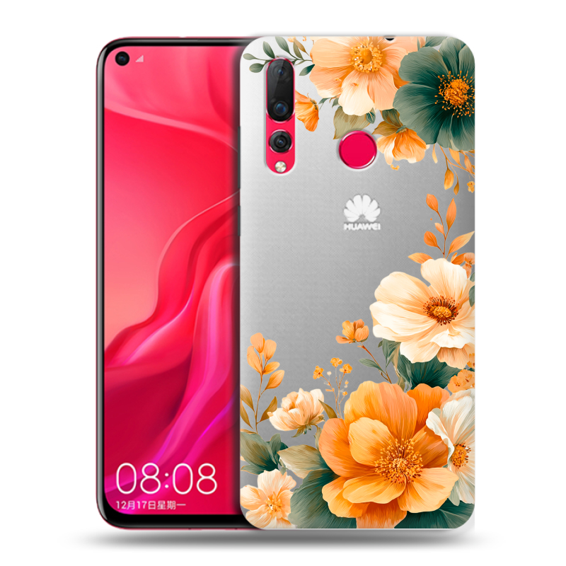Силиконовый чехол на Huawei Nova 4 с принтом Цветы принт Силиконовый чехол на Huawei Nova 4 с принтом Цветы принт
