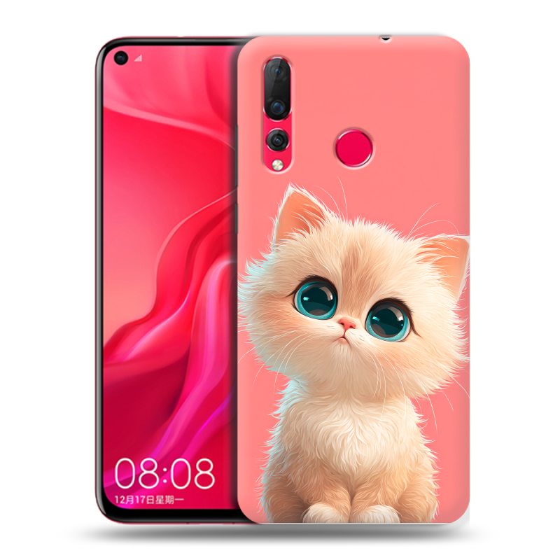 Пластиковый чехол на Huawei Nova 4 с принтом Розовый котенок Пластиковый чехол на Huawei Nova 4 с принтом Розовый котенок