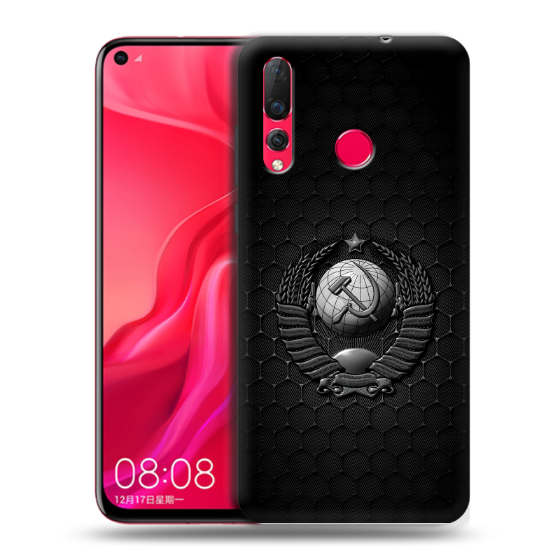 Силиконовый чехол на Huawei Nova 4 с принтом Герб Флаг СССР Силиконовый чехол на Huawei Nova 4 с принтом Герб Флаг СССР