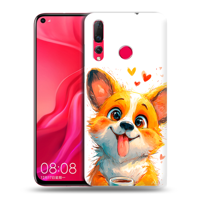 Пластиковый чехол на Huawei Nova 4 с принтом корги Пластиковый чехол на Huawei Nova 4 с принтом корги