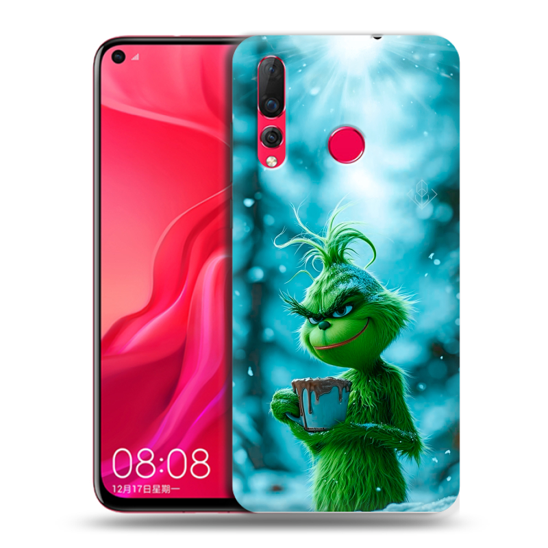 Пластиковый чехол на Huawei Nova 4 с принтом Новый год гринч Пластиковый чехол на Huawei Nova 4 с принтом Новый год гринч