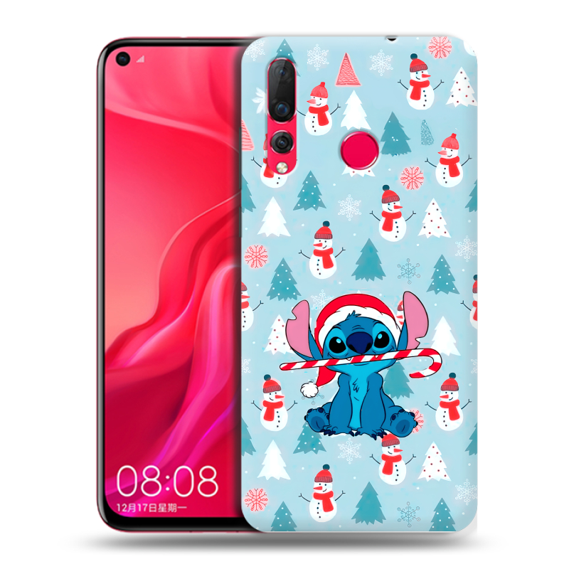 Силиконовый чехол на Huawei Nova 4 с принтом Стич Новый год Силиконовый чехол на Huawei Nova 4 с принтом Стич Новый год