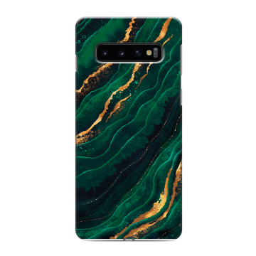 Силиконовый противоударный чехол на Samsung Galaxy S10 с принтом Мрамор зеленое золото