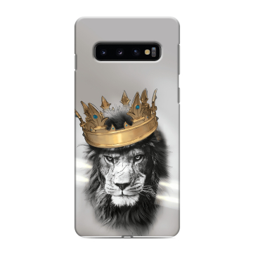 Силиконовый противоударный чехол на Samsung Galaxy S10 с принтом Лев с короной