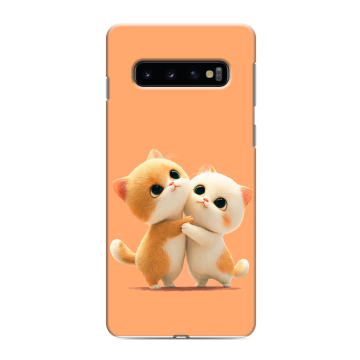 Силиконовый противоударный чехол на Samsung Galaxy S10 с принтом Милые котики