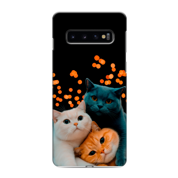 Силиконовый противоударный чехол на Samsung Galaxy S10 с принтом Кошки