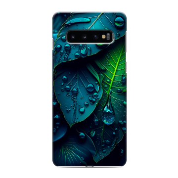 Силиконовый противоударный чехол на Samsung Galaxy S10 с принтом Листья