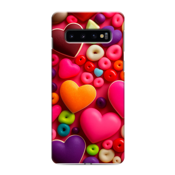 Силиконовый противоударный чехол на Samsung Galaxy S10 с принтом Сердечки