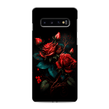 Силиконовый противоударный чехол на Samsung Galaxy S10 с принтом Розы красные Силиконовый противоударный чехол на Samsung Galaxy S10 с принтом Розы красные