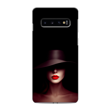 Силиконовый противоударный чехол на Samsung Galaxy S10 с принтом Девушка в шляпе Силиконовый противоударный чехол на Samsung Galaxy S10 с принтом Девушка в шляпе