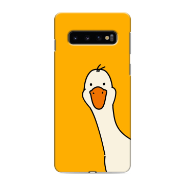 Силиконовый противоударный чехол на Samsung Galaxy S10 с принтом Утка Силиконовый противоударный чехол на Samsung Galaxy S10 с принтом Утка